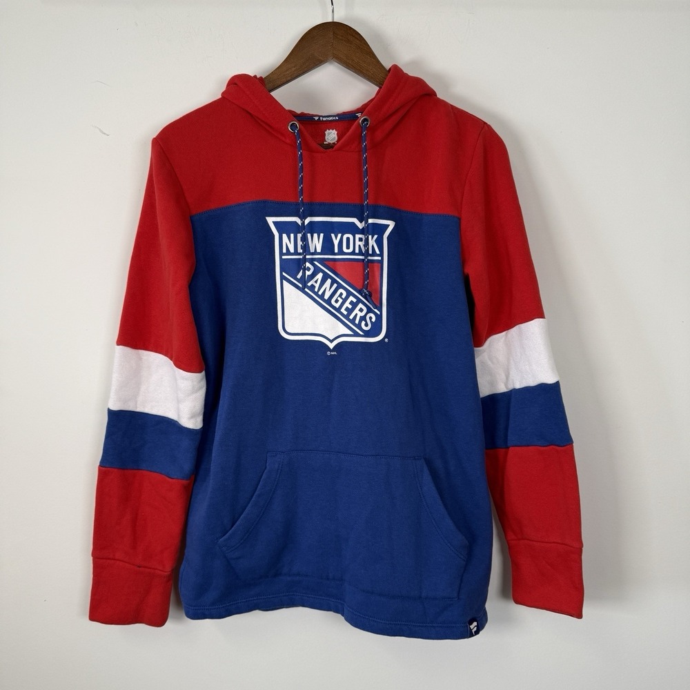 Fanatics New York Rangers Sweatshirt Women's Size Small Red Blue Logo NHL Hooded